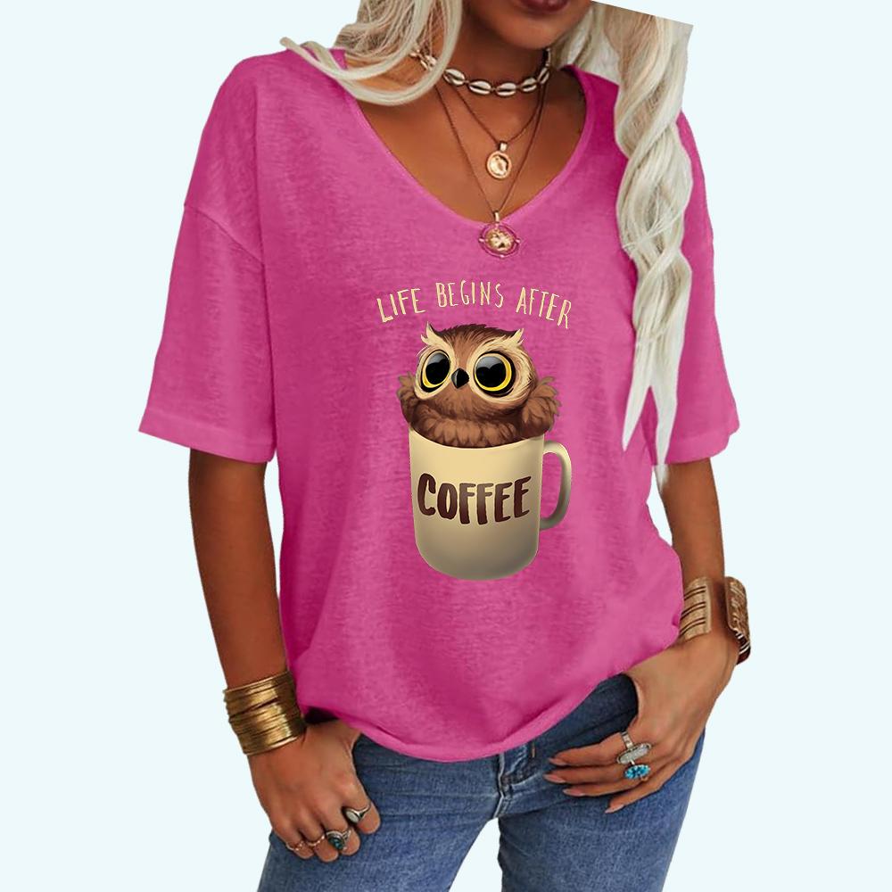 

Женская модная футболка с принтом кота, повседневная свободная футболка с коротким рукавом и V-образным вырезом XXL розовый