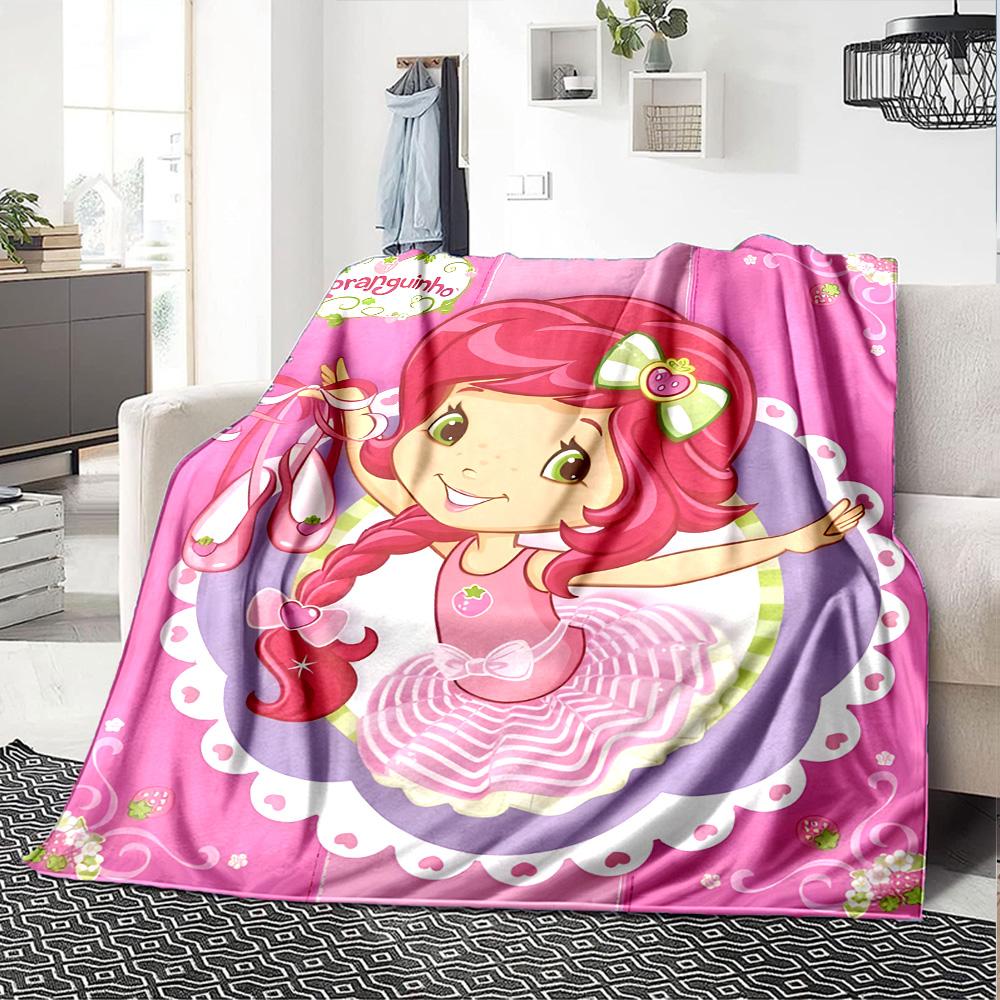 1pc Princess Strawberry12 Blanket, Gift, for Men and Women, Soft Blanket, Good for Sofa Bed Couch Travel, Lightweight Flannel Blanket