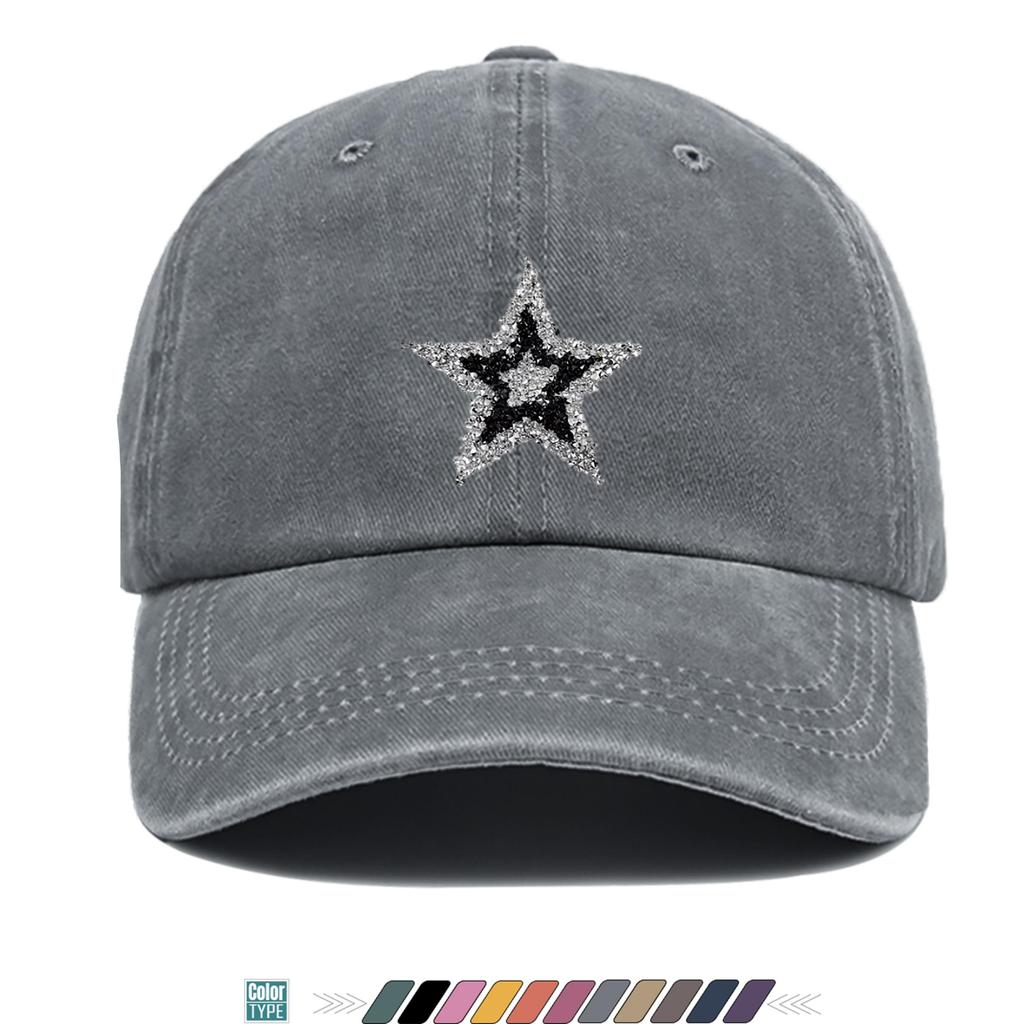 Pc Sparkling Rhinestone Star Trucker Hat Unisex Baseball Cap with Rhinestone FivePointed Star Print Adjustable Buckle Closu
