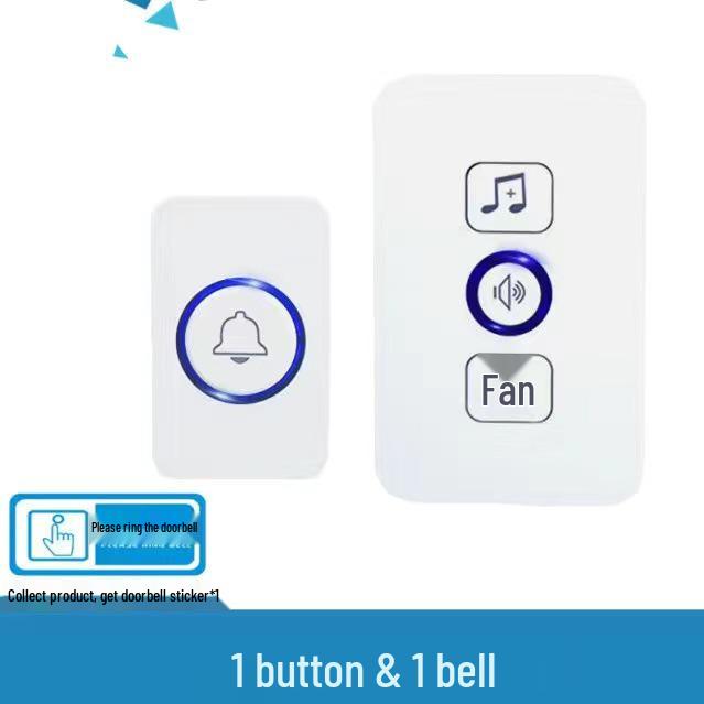 Smart Wireless Doorbell with LED Flash, Power-Off Memory, One-to-Two/One-to-One Functionality, Ideal for the Elderly.