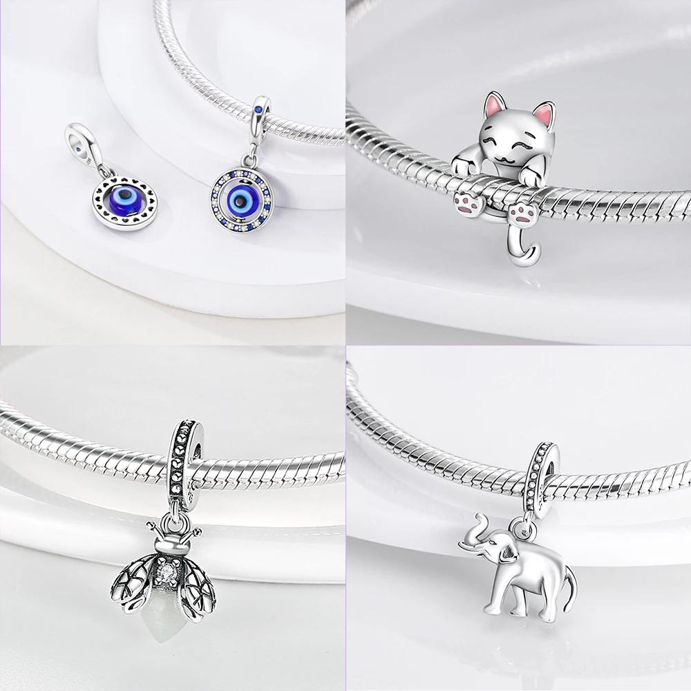 Original Copper Dragon Firefly Butterfly Puppy Heart Plane Travel Charms Beads Fit Bracelet Zircon For Women Gift