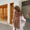 White Cashmere Scarf: Thickened, Solid Color, Versatile for Women & Men, Perfect for Autumn & Winter