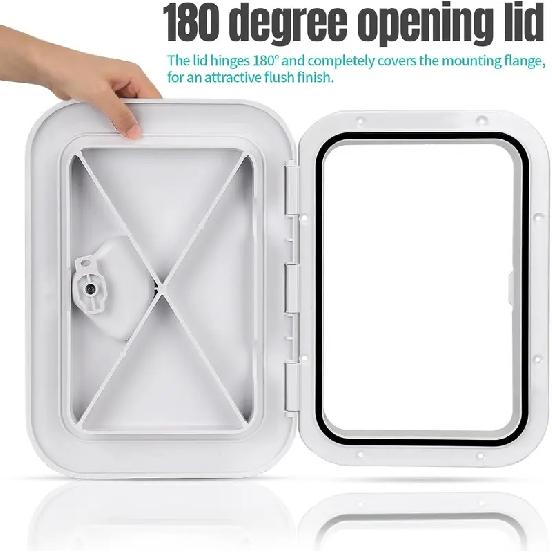 Marine Deck Access Hatch 10.63"×14.76" White/Black Rectangle Boat Hatch & Lid,Boat Deck Hatch Lids