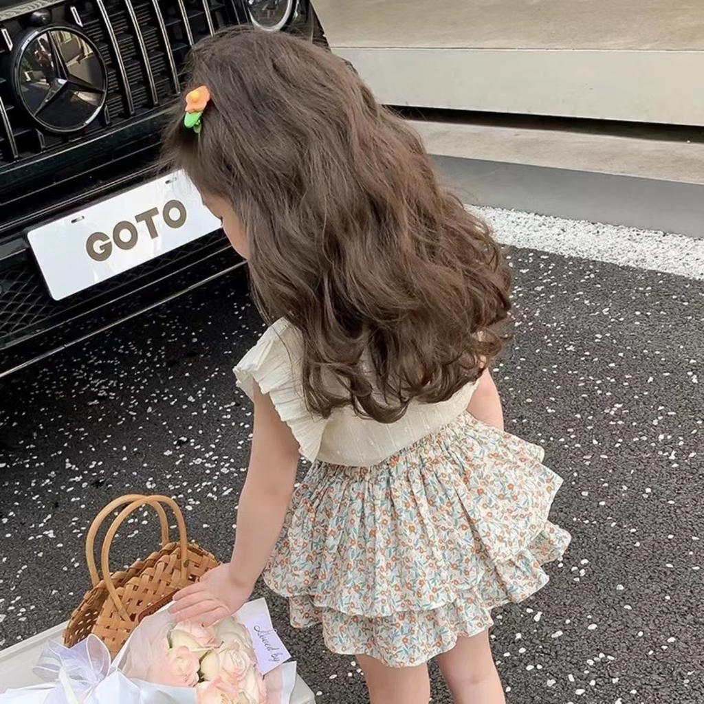 Girls' Suit Summer   Children's Summer Dress Baby Girl Fashionable Children's Top+Skirt Two-Piece Set
