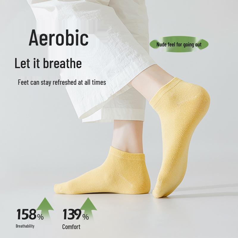 Damen Sommer Dünne Baumwollsocken - Kurz, Atmungsaktiv, Nahtlos, Schweißabsorbierend Candy-Farben für Frühling/Sommer.