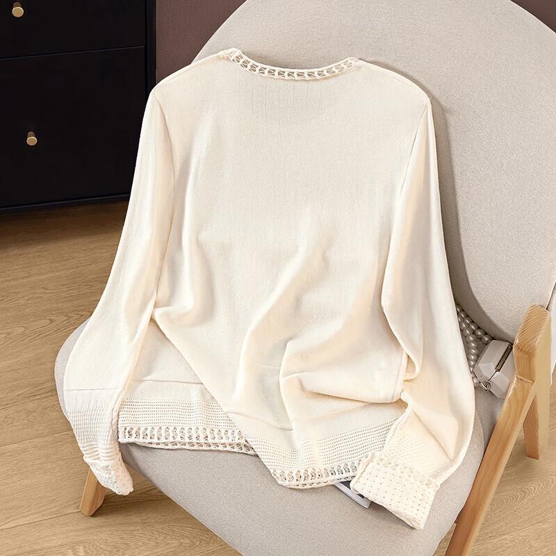 Women's French Elegant Hollow Knit Long Sleeve Top