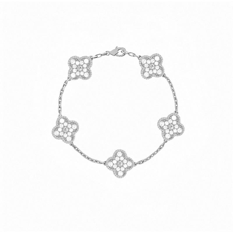 Four-leaf Clover Five-flower Bracelet for Women Rose Gold Lucky Clover Bracelet with White Mother-of-pearl and Red Agate Fashionable Bangle