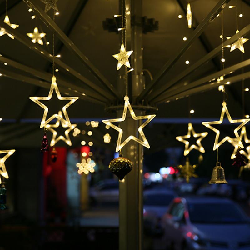 Dize Lamba Renkli Lamba Kolye LED Romantik Yaratıcı Modelleme Perde Işık Pentagram Perde Işık 6 Büyük 6 Küçük