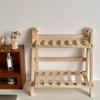 Desktop Organizer Rack 2 Tiers Wood Book Shelf Decorative Countertop Storage Rack for Home Office