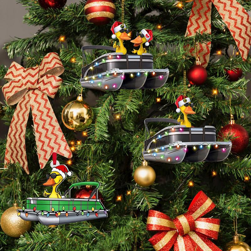 Christmas Tree Decoration Funny Duck Pontoon Boat Hanging Ornament For Christmas Tree Fireplace Door Wall