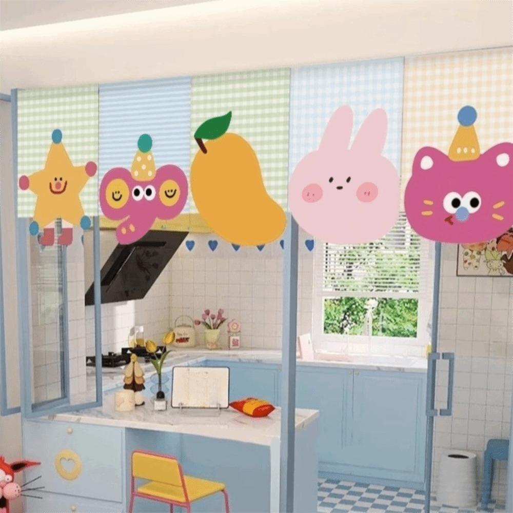 Partition Half-Curtain Magic Sticker Kitchen Partition Curtain Cartoon Door Curtain  Space Divider