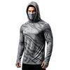 Men's Sports Fishing Hoodie with Built-in Face Long Sleeve Printed Stretch Running Training Shirt