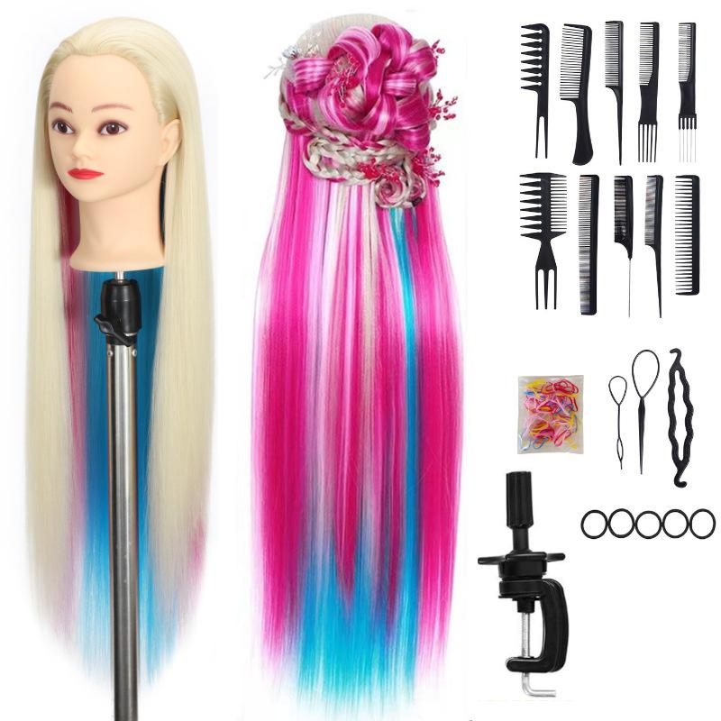 High Temperature Fiber Wig Mannequin Head for Hairdressing and Haircutting Training