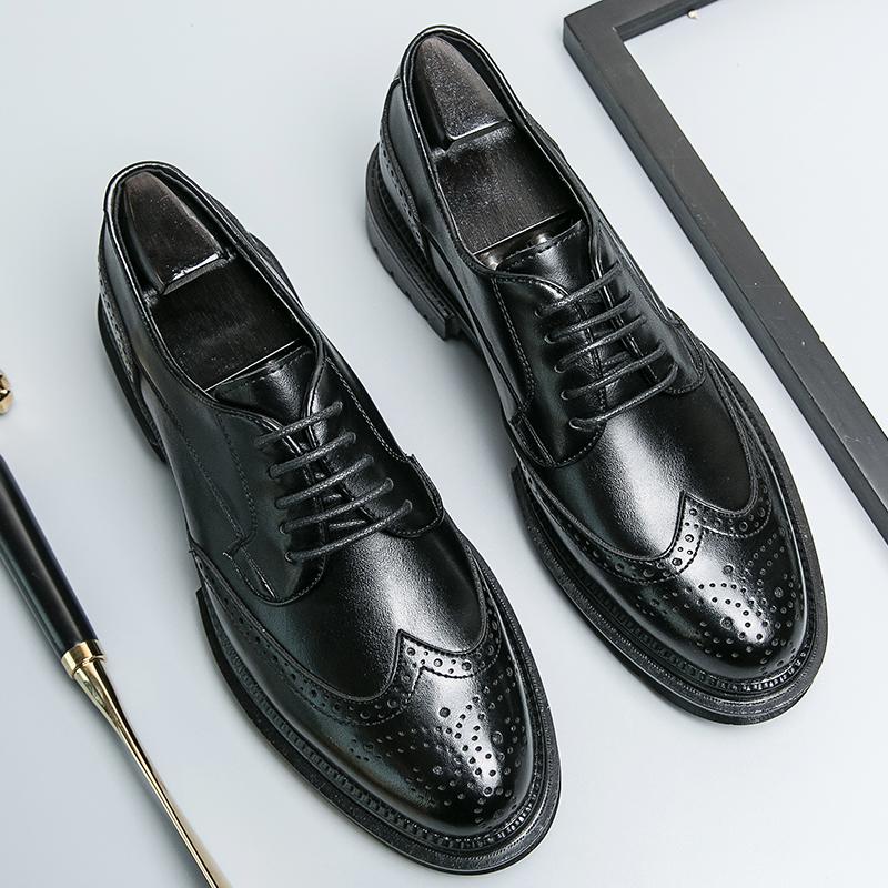 Fashion Men Formal Shoes High Heels Business Dress Shoes Male Oxfords Pointed Toe Formal Shoe for Man Luxury Wedding Party Leather Shoe