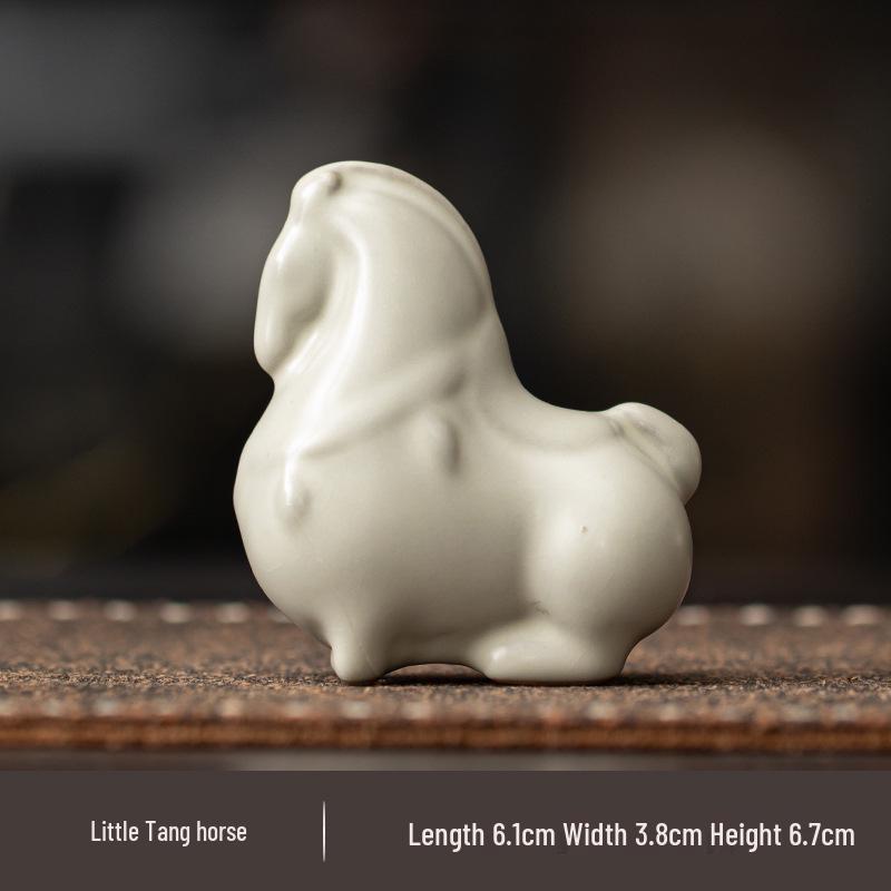 Elegant Creative Ru Ware Ceramic Horse Tea Pet – Tang Dynasty-Inspired Home Ornament and Souvenir Gift.