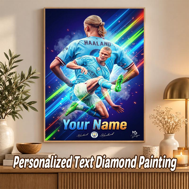 Erling Haaland Custom Name Text 5D Diamond Painting Kit DIY Full Drill Diamond Art Decoration