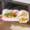 Reusable Dinning Plate Fruit Salad Plate 3 Compartment Cartoon Plastic Food Plate With Soup Bowl For Kid Student Microwave Safe