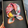 Luxury 100% Real Silk Scarf Women Floral Print Bandana Shawl Lady Neckerchief Handkerchief Female Neck Bag Decorative Wrap 53cm