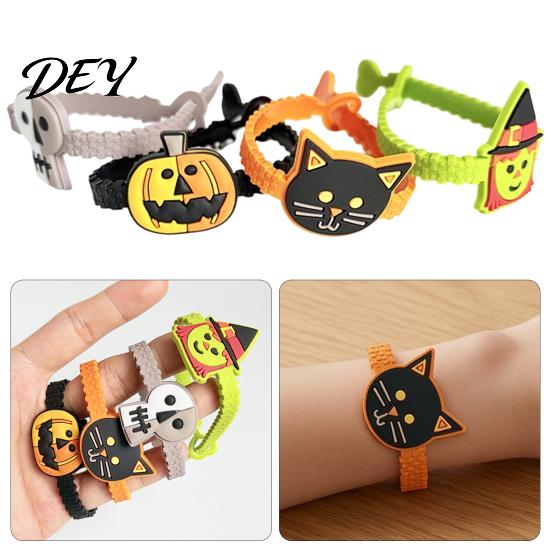 Cute Cartoon Pumpkin Bracelets 8 Pcs Halloween Bracelets, Adjustable Soft PVC Wrist Straps for Kids Adults, Comfortable Party Gifts Witch Trick