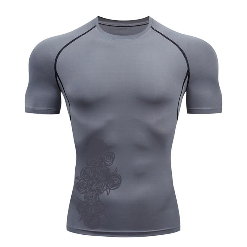 Graphic Print Short Sleeve Compression Shirt for Men Summer Athletic Quick Dry T-shirts Tops Gym Workout Running Training Tees