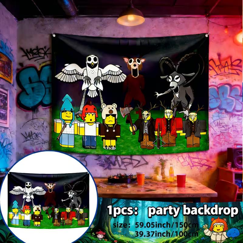 

2D Roblox Horror Game Tapestry, Monster Characters Wall Hanging 47.2x31.5inch/120*80cm