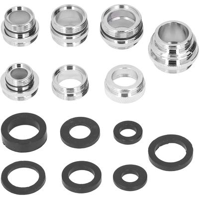 7pcs Metal Faucet Adapter Kit with Gaskets, Kitchen/Male Tap Connector Set for Garden Sprayers/Filters, Hose Diverter Accessories for Sink Water