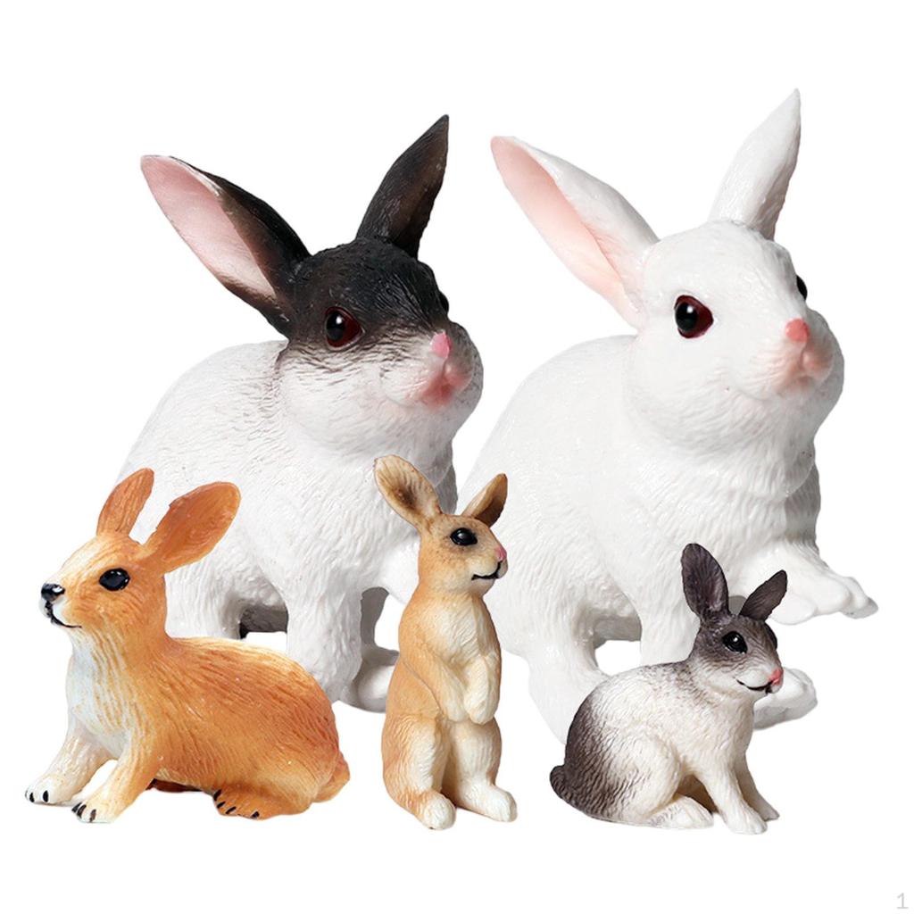 Mini Rabbit Toy Cheap 5 Pieces Animals Figurines Set Mini Bunny Toy Figures Playset ...