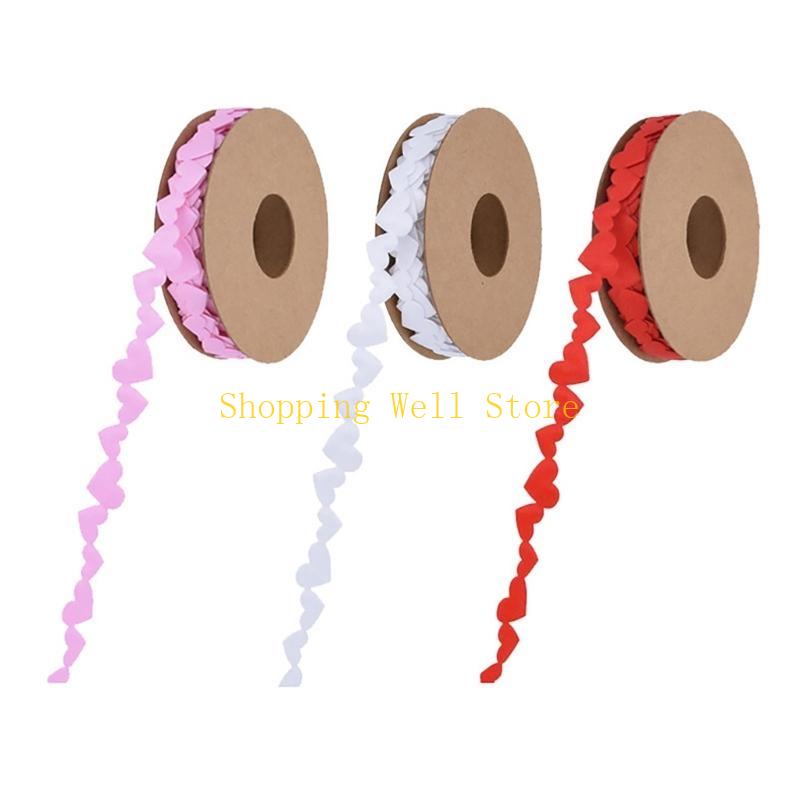 

KX4B 3 Rolls Assorted Color Silk Ribbons for Birthday and Wedding Love Heart Embossing Ribbon Elegant Gift Wrapping Tool