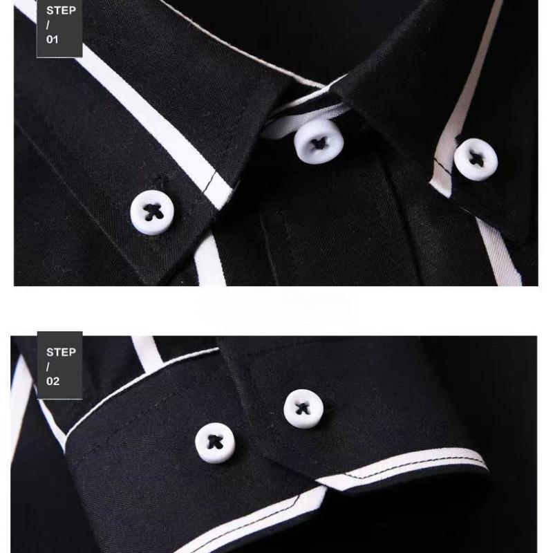 Nežehlivá pánská košile s potiskem - Košile s dlouhým rukávem a pruhy pro volnočasové a obchodní nošení - Módní slim fit košile společenské v korejském stylu