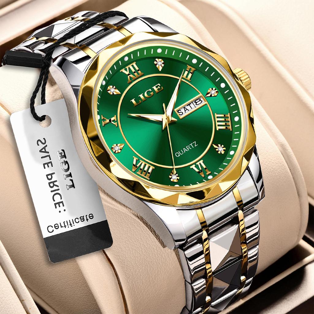 LIGE Luxury Quartz Men Watch Waterproof Luminous  Man Watch Stainless Steel Business Wristwatches