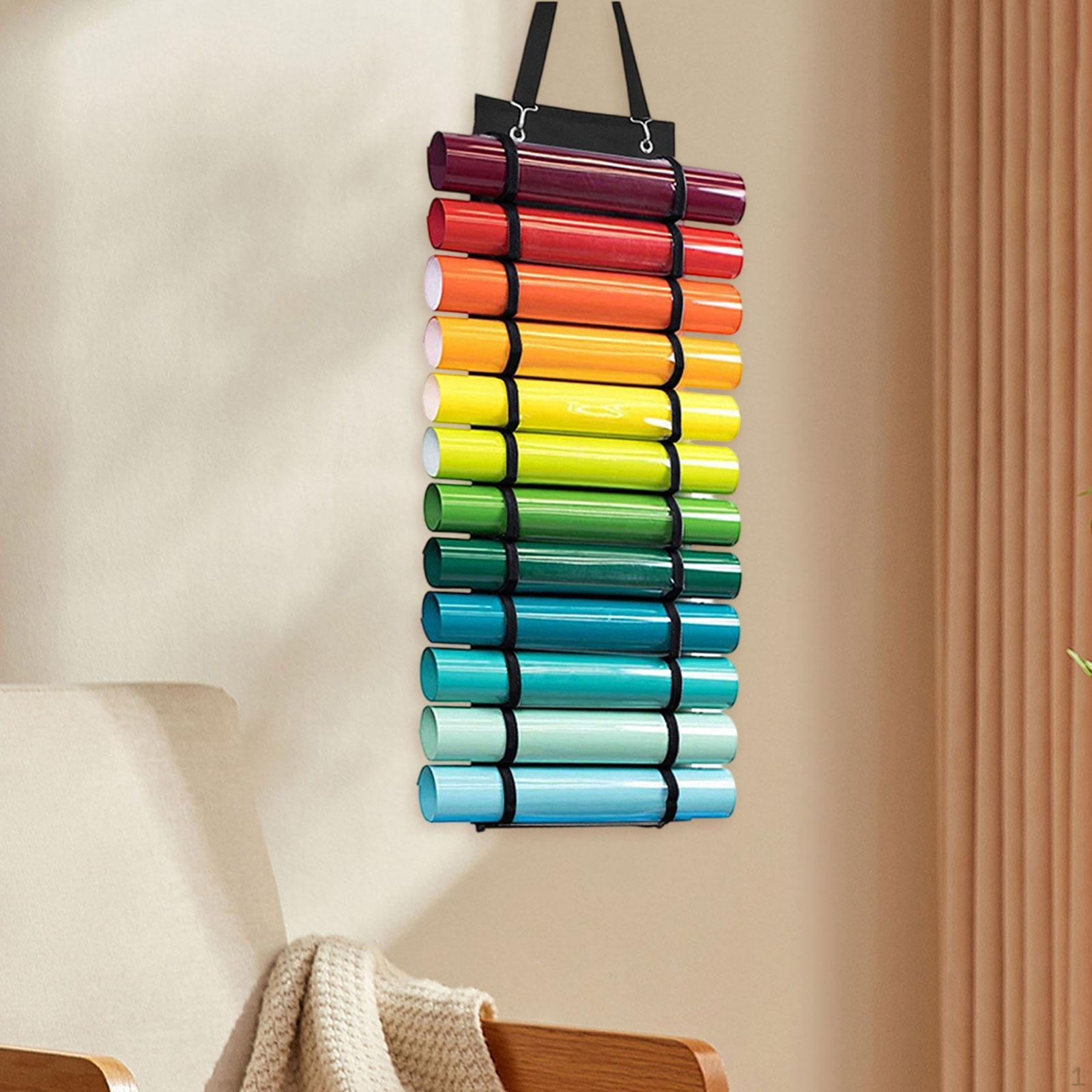 

Держатель рулонов винила 12 отделений Шкаф Креативное пространство Сберегающий Многоцелевая Стойка для хранения рукоделия чёрный