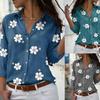 European and American Style Lapel Long-Sleeve Floral Print Slim-Fit Shirt