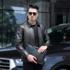 Spring and Autumn Men's Genuine Leather Jacket First Layer Cowhide Jacket Solid Color Lapel Jacket Middle-aged Business Dad Outfit Large Size