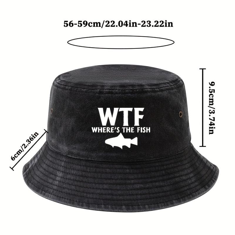 Male and Female Outdoor Fishing Fisherman Hat WHERE'S THE FISH Print, Lightweight Sun Hat, Camping Leisure Bucket Hat.