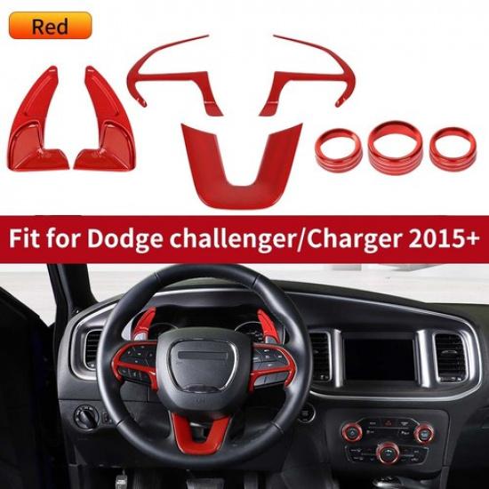 

8xSteering Air Con Control Rings Shifter Paddle Kit for Challenger Charger 2015+