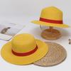 One Piece Luffy Sommer-Strohhut im Vintage-Stil zum Sonnenschutz für Familien-Strandtage