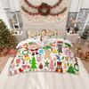 Homewish Kawaii Princess Kids Duvet Cover Set,Cute Santa Claus Bedding Set,Christmas Gingerbread Man Bed Set