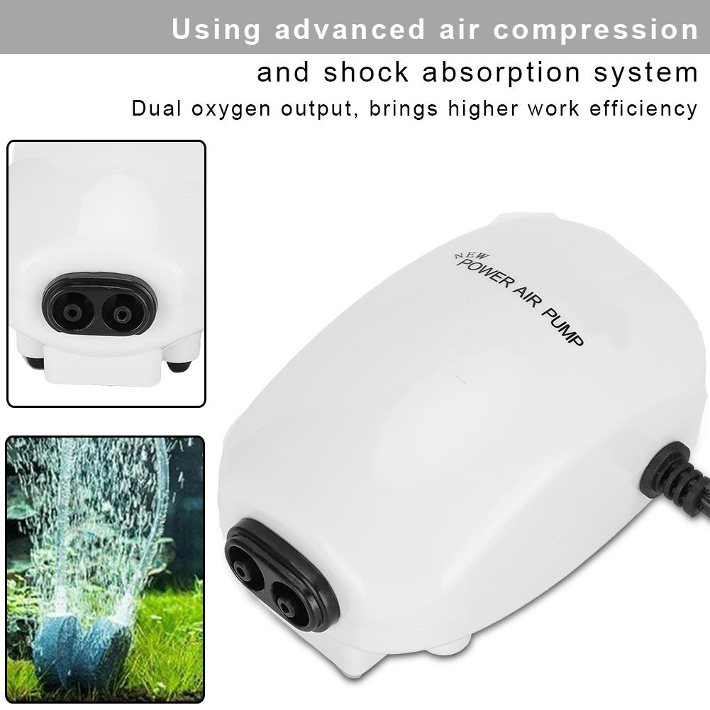 Aquarium Oxygen Pump Fish Aeration Machine Silent Dual Output
