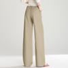 Women's Lyocell Tencel Blend Straight-Leg Pants with Elastic Waist
