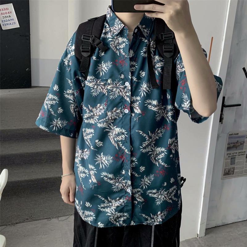 Hawaiian Men's Floral Shirt Harbor Style Retro Beach Beach Floral Couple Floral Shirt Short Sleeved Men