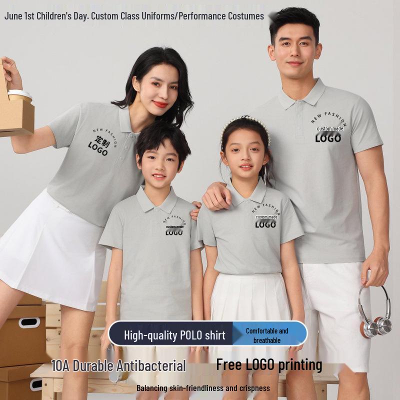 Summer Cotton Family Matching T-shirts Corporate Workwear Short Sleeve Custom Cultural Shirts Class Uniforms