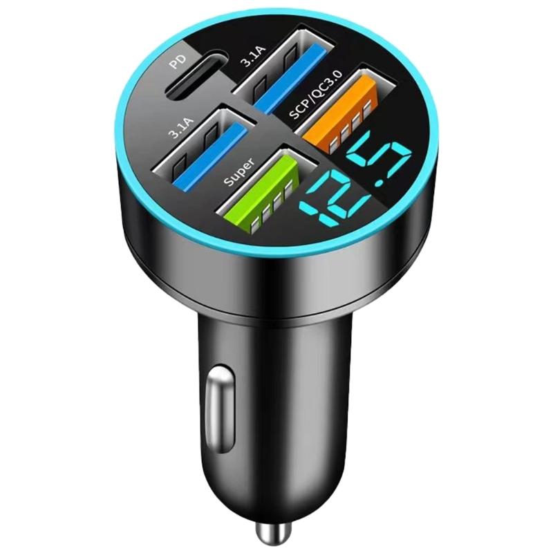 High Speed Charging Car Adapter with Various Multiple Port 66W Total Output QC3.0 for Efficient Device Charging