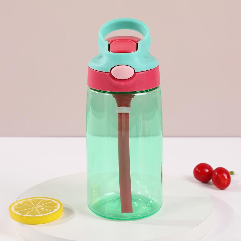

Kids Transparent Cartoon Water Cup with Sleeve and Straw - Portable and Cute Duckbill Student Design 500ML зелений