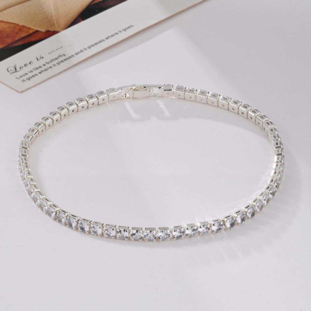 Chaîne Tennis Zircon Bracelet Tennis: Unisexe 4-5mm Mode Européenne et Américaine, Style Hip Hop