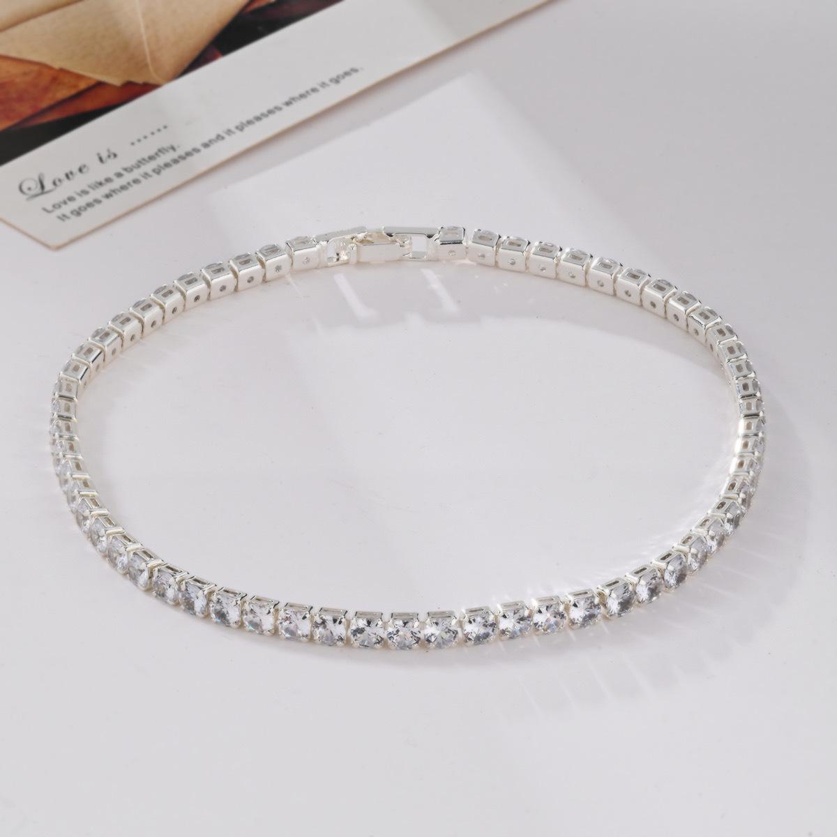 

Теннисная цепочка Циркон Теннисный браслет: Унисекс 4-5 мм Европейская и американская мода, стиль хип-хоп 18cm