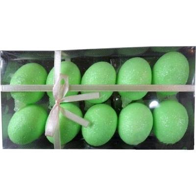 Set of 10 Glitter Eggs with a Green Pendant In a Plastic Box