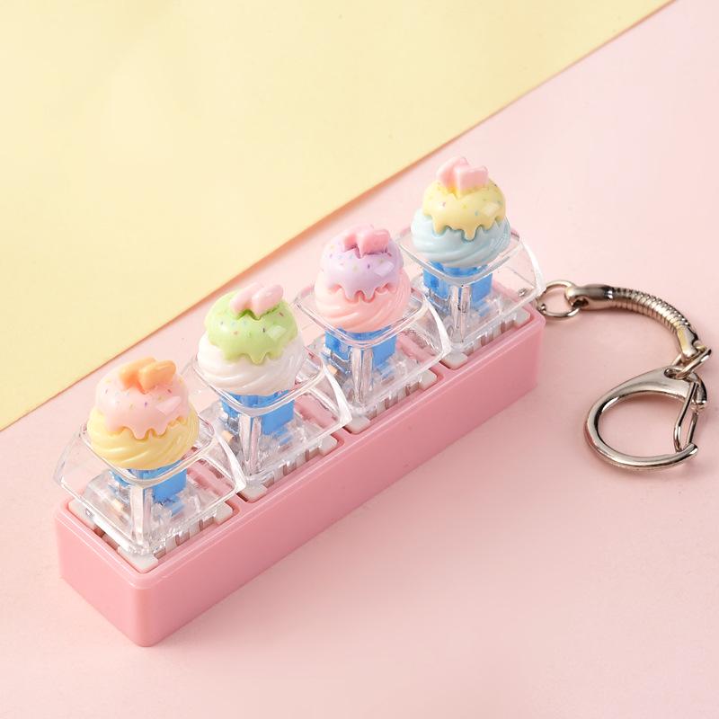 Cartoon Bread Button Squeeze Toy Keychain: Stress Relief and Distraction Gadget