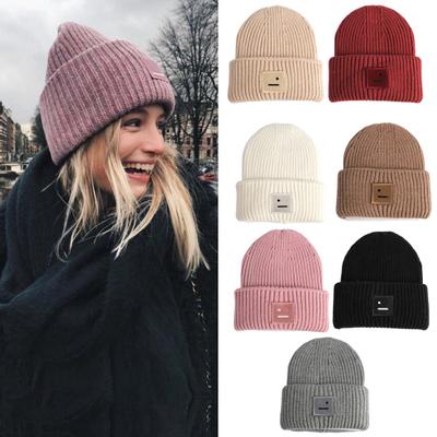 Unisex Winter-Strickmütze, verdickt, einfarbig, elastisch, weich, warm, winddicht, gemütlich, rutschfest, mit Kuppel, für Damen und Herren, Paar, Wintermütze, tägliche Mütze