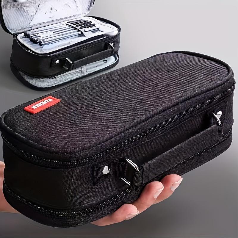 Spacious Canvas Pencil Case with Zipper - Durable Portable Stationery Organizer for School and Office Supplies Pencil Case Pouch