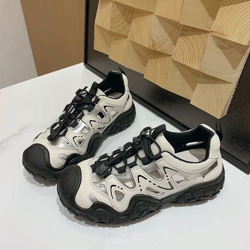 thick-soled ugly cute hollow sports sandals women's summer breathable versatile single shoes lightweight sports casual hole shoes